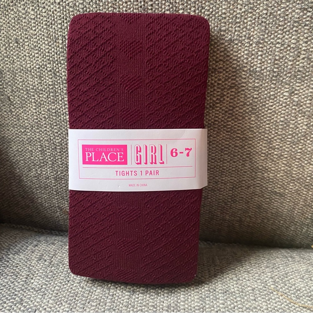 The Children’s Place Girls Tights Size 6-7 New Red Rubin Burgundy